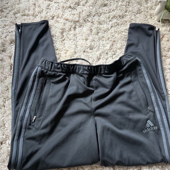 Adidas Men's Dark Gray Joggers with Light Gray Stripes - Picture 3 of 5